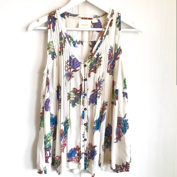 Anthropologie Tops - Anthropologie Maeve Floral Sleeveless Blouse Small